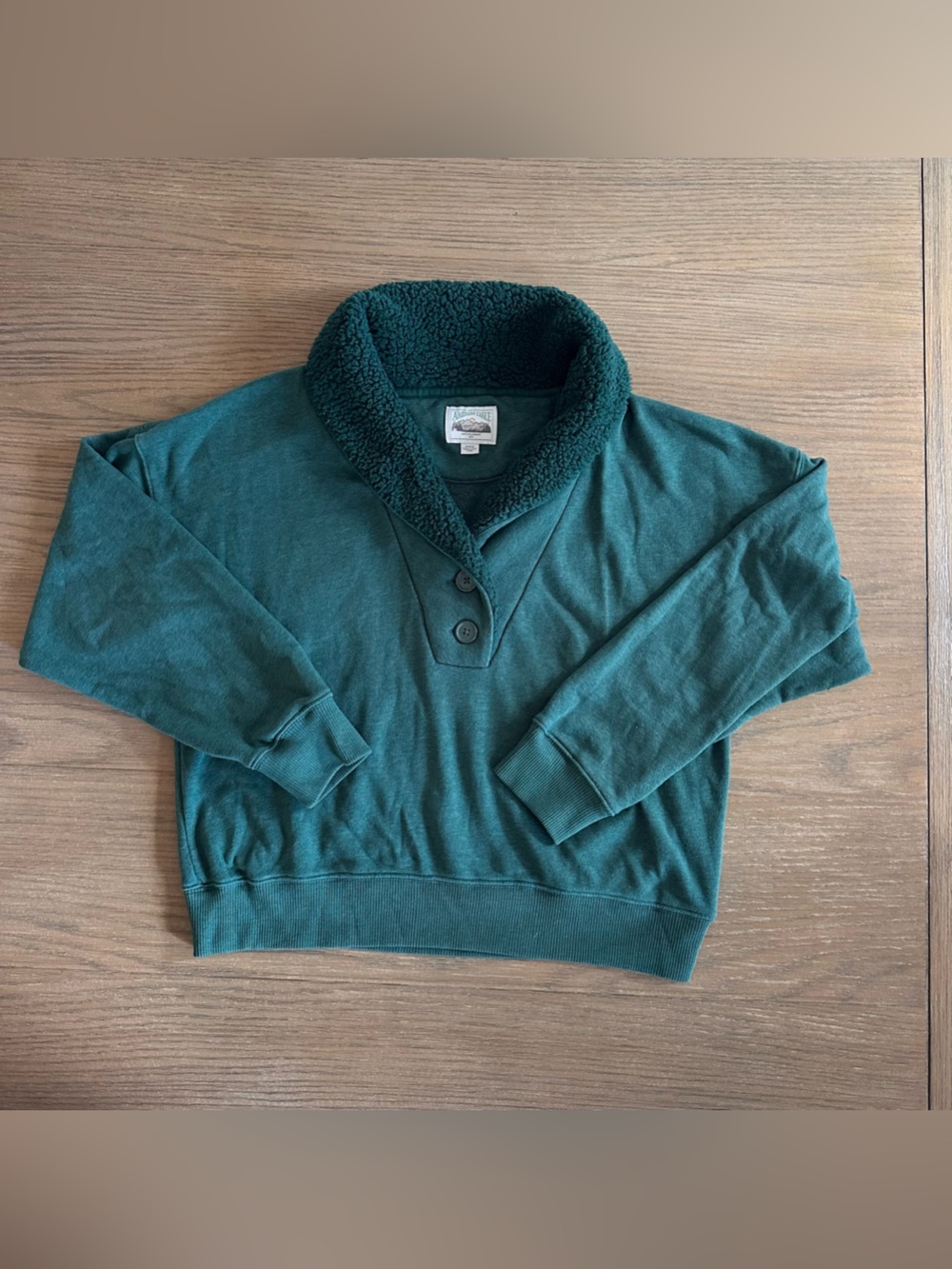 American Eagle Sherpa Lined Cowl Neck Sweatshirt Green Women’s Medium